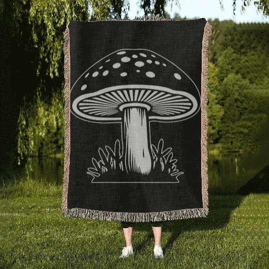 Mushroom Picker Fungi Forest Woven Blankets