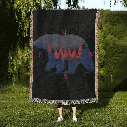Nature Bear North West South East Woven Blankets