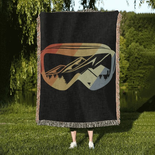 Vintage Snowboarding Woven Blankets