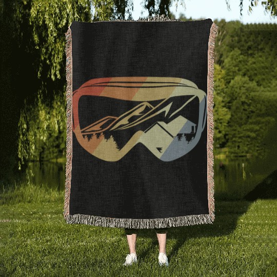 Vintage Snowboarding Woven Blankets