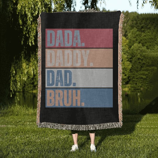 Dada Daddy Dad Bruh Fathers Day Vintage Funny Woven Blankets