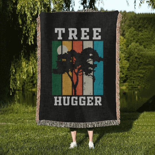 Green Environmentalist - Tree Hugger Woven Blankets