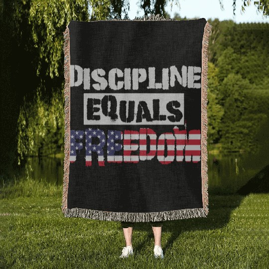 Discipline Is Equal To Freedom American Flag Woven Blankets