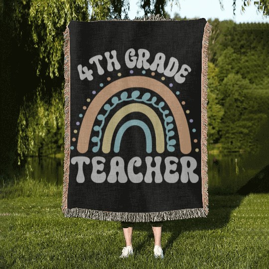 4th grade teacher, back to school Woven Blankets