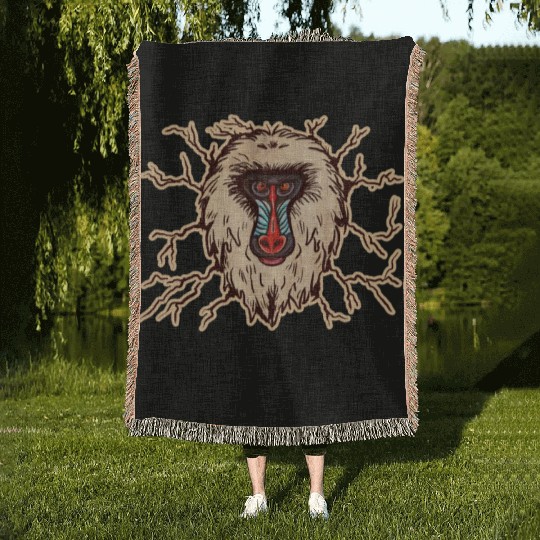 Baboon Monkey Face Woven Blankets