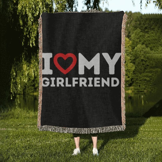 I Heart My GirlFriend Woven Blankets