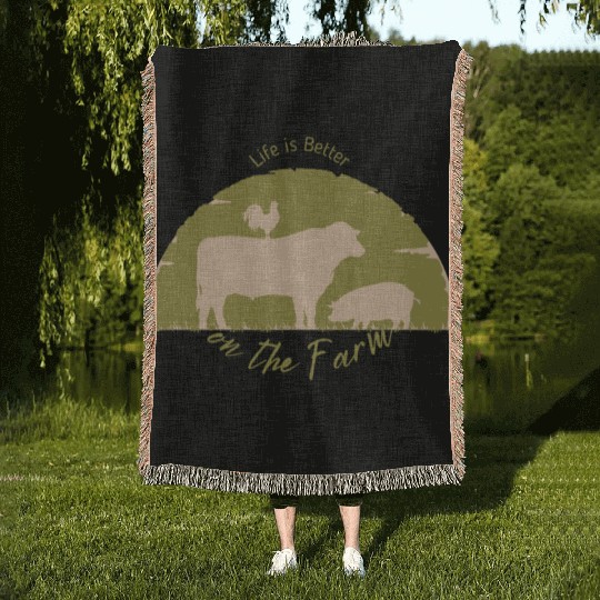 life is better on the farm Woven Blankets