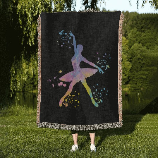 Ballet Dancer Colorsplash Ballerina Woven Blankets