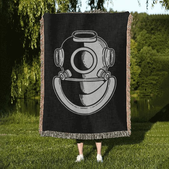 Diving Helmet Lifeguard or Diver Gift Woven Blankets