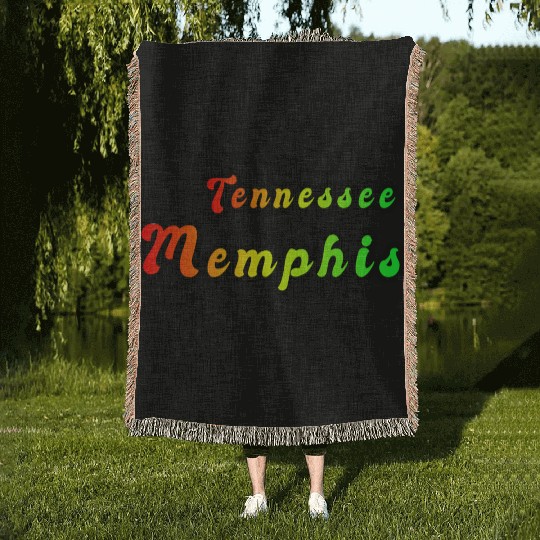 Memphis Tennessee rainbow design Woven Blankets