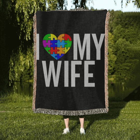 I Love My Wife Woven Blankets