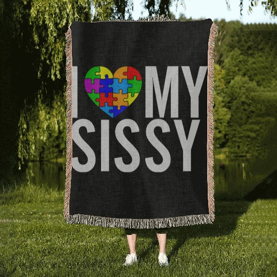 I Love My Sissy Woven Blankets