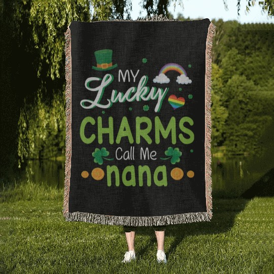 My Lucky Charms Call Me Nana Happy Saint Patrick Woven Blankets