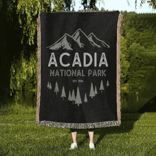 Acadia National Park Est 1916 Maine Woven Blankets