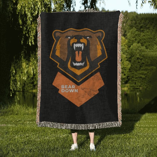 Fierce Modern Bear Down Party Tailgate Sunday Woven Blankets
