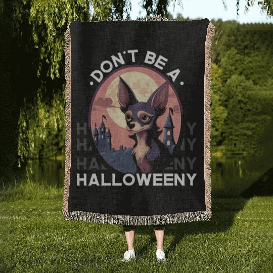 Chihuahua Halloween Puppy Trick Or Treat Dog Lover Woven Blankets