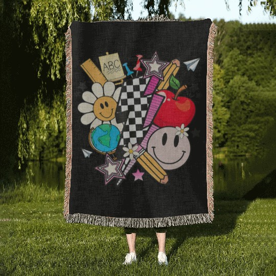 Retro Teacher Life 2023 Back To School Woven Blankets