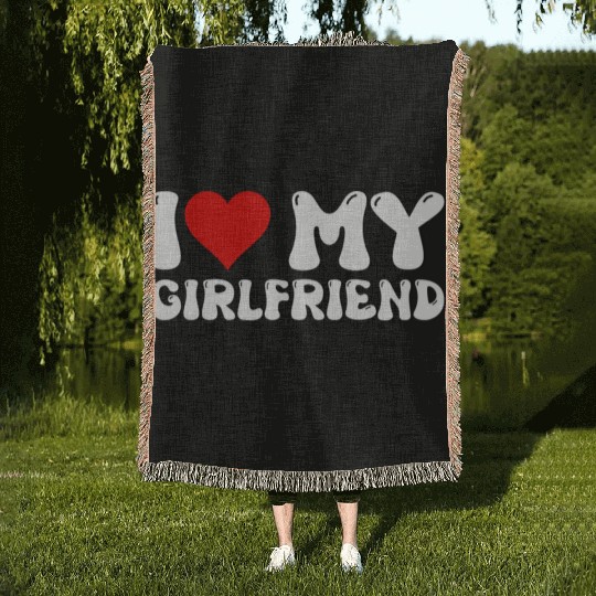 Groovy I Love My Girlfriend Woven Blankets
