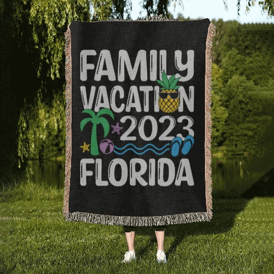 Family Vacation Florida 2023tripforida vacationflo Woven Blankets