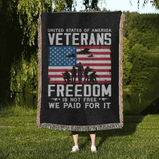 US Veterans Freedom Is Not Free We Paid For It Woven Blankets