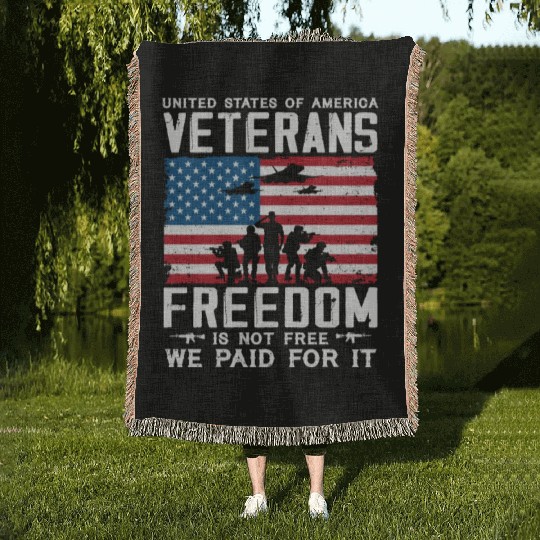 US Veterans Freedom Is Not Free We Paid For It Woven Blankets