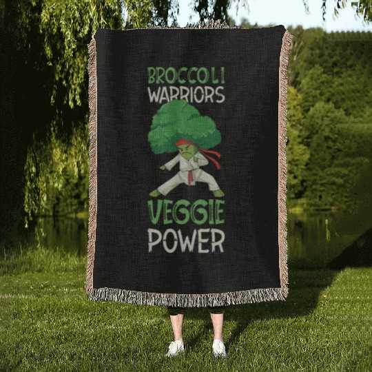 Broccoli Martial Arts Karate MMA Boxing Kicks Woven Blankets