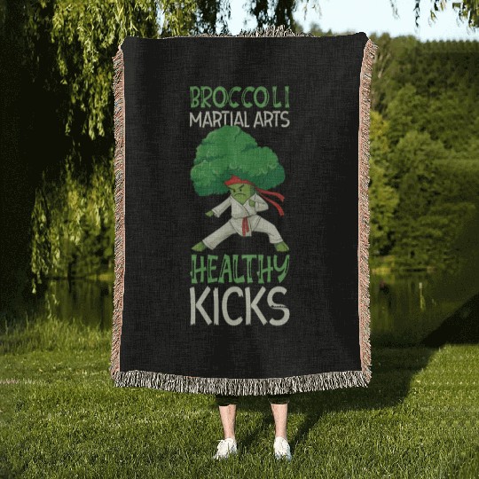 Broccoli Martial Arts Karate MMA Boxing Kicks Woven Blankets