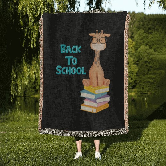Back To School Giraffe Woven Blankets