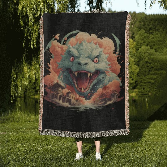 Kaiju: Cityscape Destructor Woven Blankets