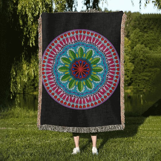 Colorful Mandala Pattern Modern 9 Woven Blankets