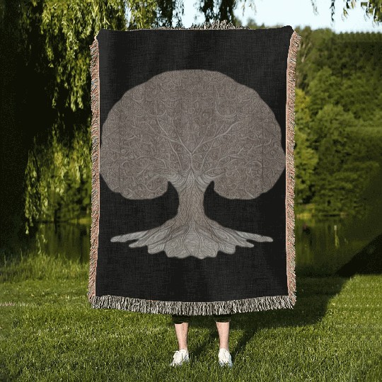Tree: detailed, relaxing, & positive Woven Blankets