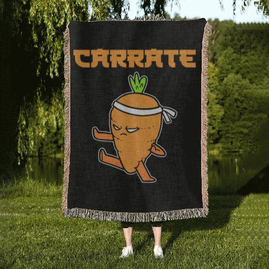 Carrot Pun Vegetarian Woven Blankets