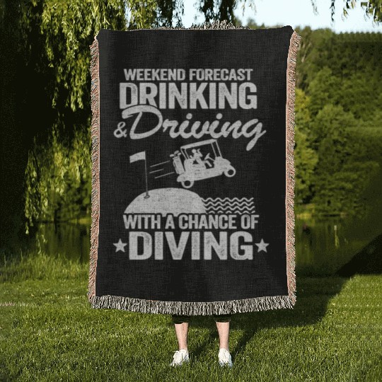Beer Golf Cart Drinking Driving Diving Golfing Woven Blankets