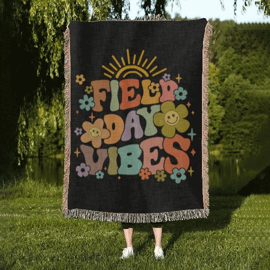 Field Day Vibes Summer Teacher Last Day Of School Woven Blankets