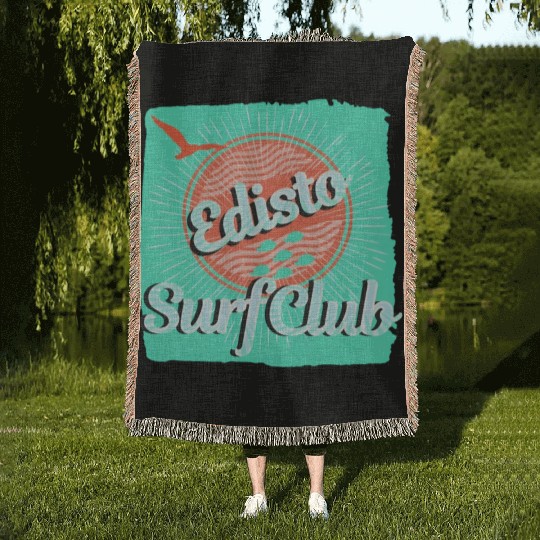 Edisto Beach South Carolina Family Vacation Surfer Woven Blankets