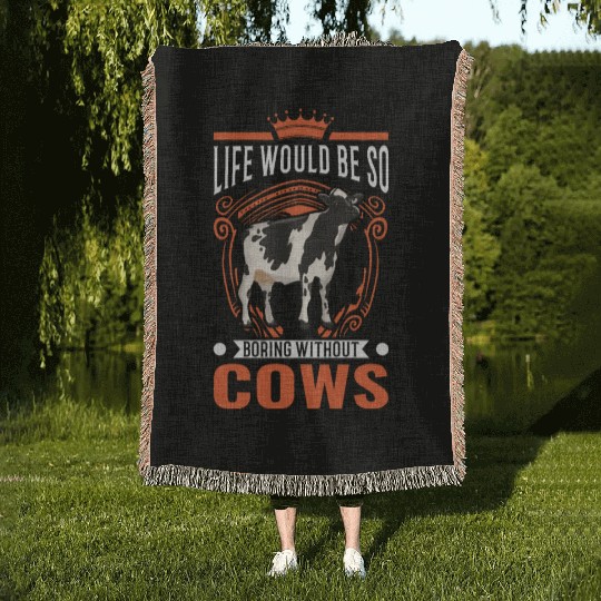 Cow Cattle Breeder Land, Farmer Cows Woven Blankets