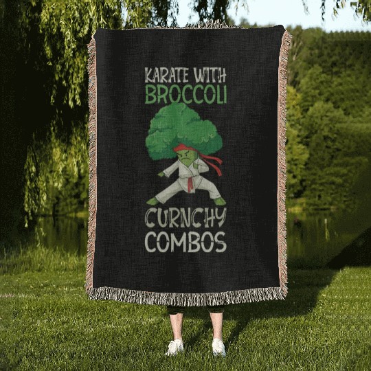 Broccoli Martial Arts Karate MMA Boxing Kicks Woven Blankets