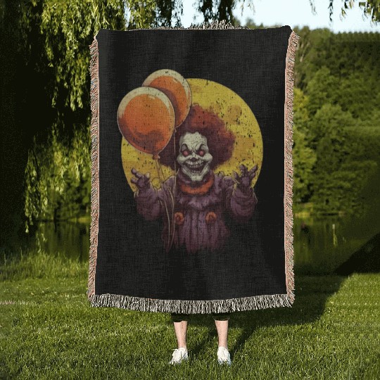 Balloon Halloween Trick Or Treat Spooky Boo Ghost Woven Blankets