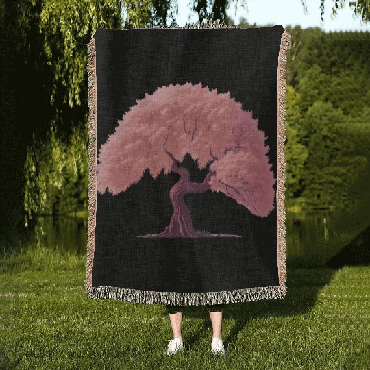 Sakura tree Woven Blankets