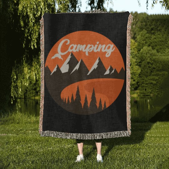 Happy Camper Camping Woven Blankets