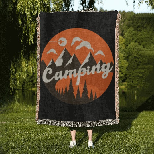 Happy Camper Camping Woven Blankets