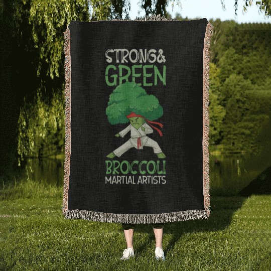 Broccoli Martial Arts Karate MMA Boxing Kicks Woven Blankets