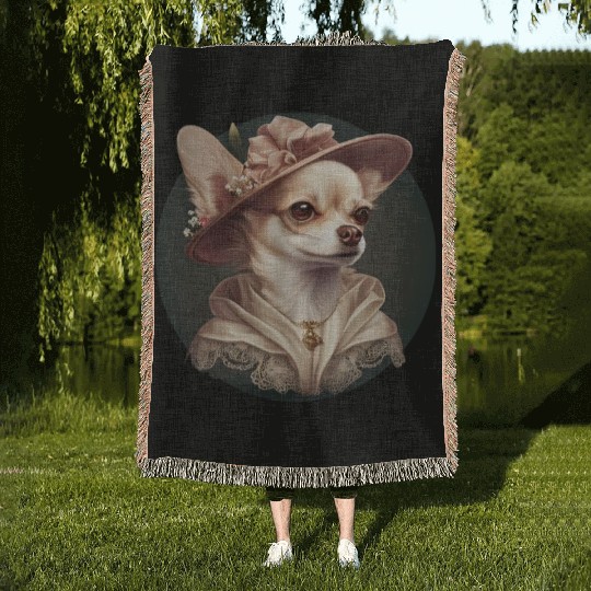 Chihuahua - English Lady Women Dress Dog Great Woven Blankets