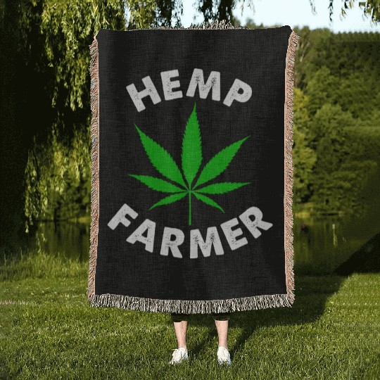 Hemp Farmer Green Leaf Woven Blankets
