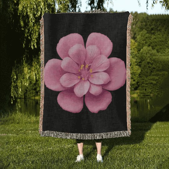 Pink Sakura flower Woven Blankets