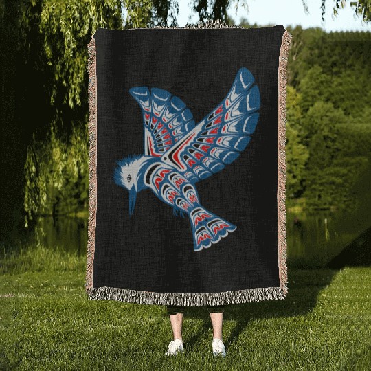 Native American Style Kingfisher Pacific Northwest Woven Blankets