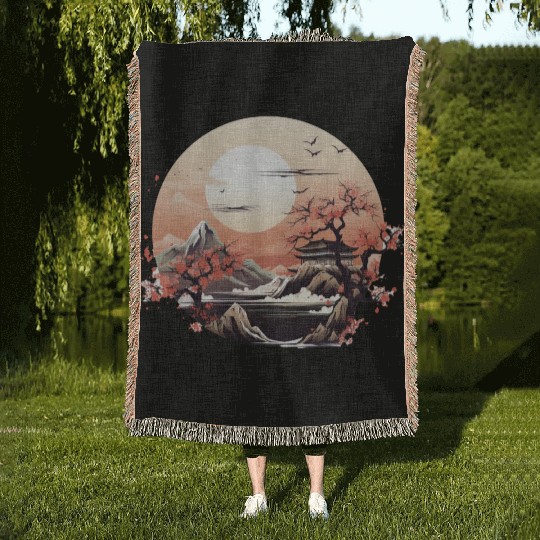 Serenity in Sakura Woven Blankets