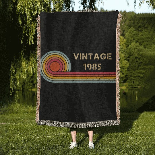 Vintage 1985 birthday retro design Woven Blankets