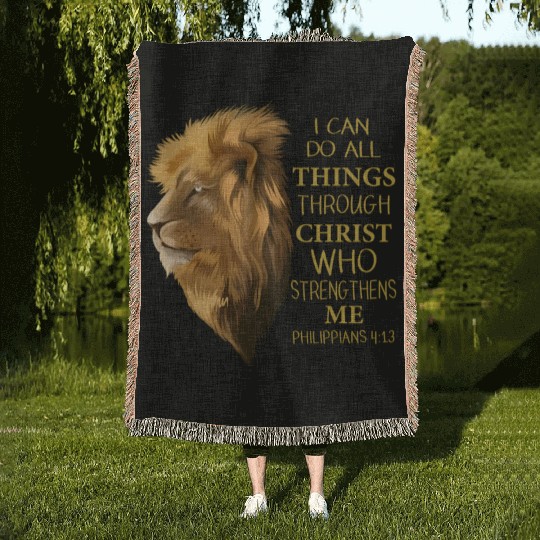 Philippians 413 Religious Lion Verses Christian Woven Blankets
