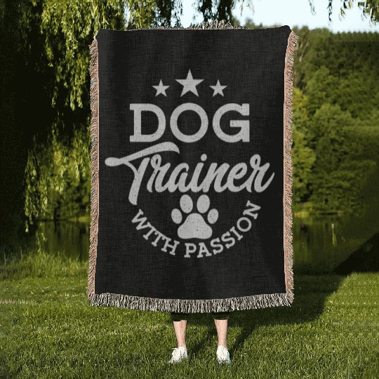 Dog Trainer With Passion Job Saying Training Woven Blankets